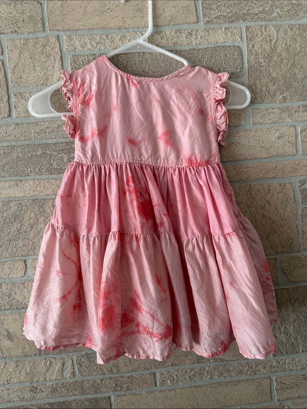 Pink Chicken NY Girls Silk Polly Dress Tie Dye Mellow Rose 3 Years